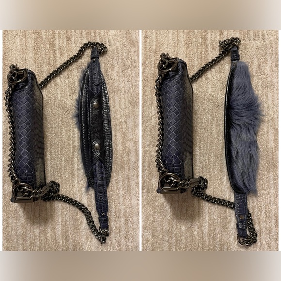 Sondra Roberts New York Blue Faux Croc Print Crossbody or Shoulder Bag or Clutch - Picture 14 of 16